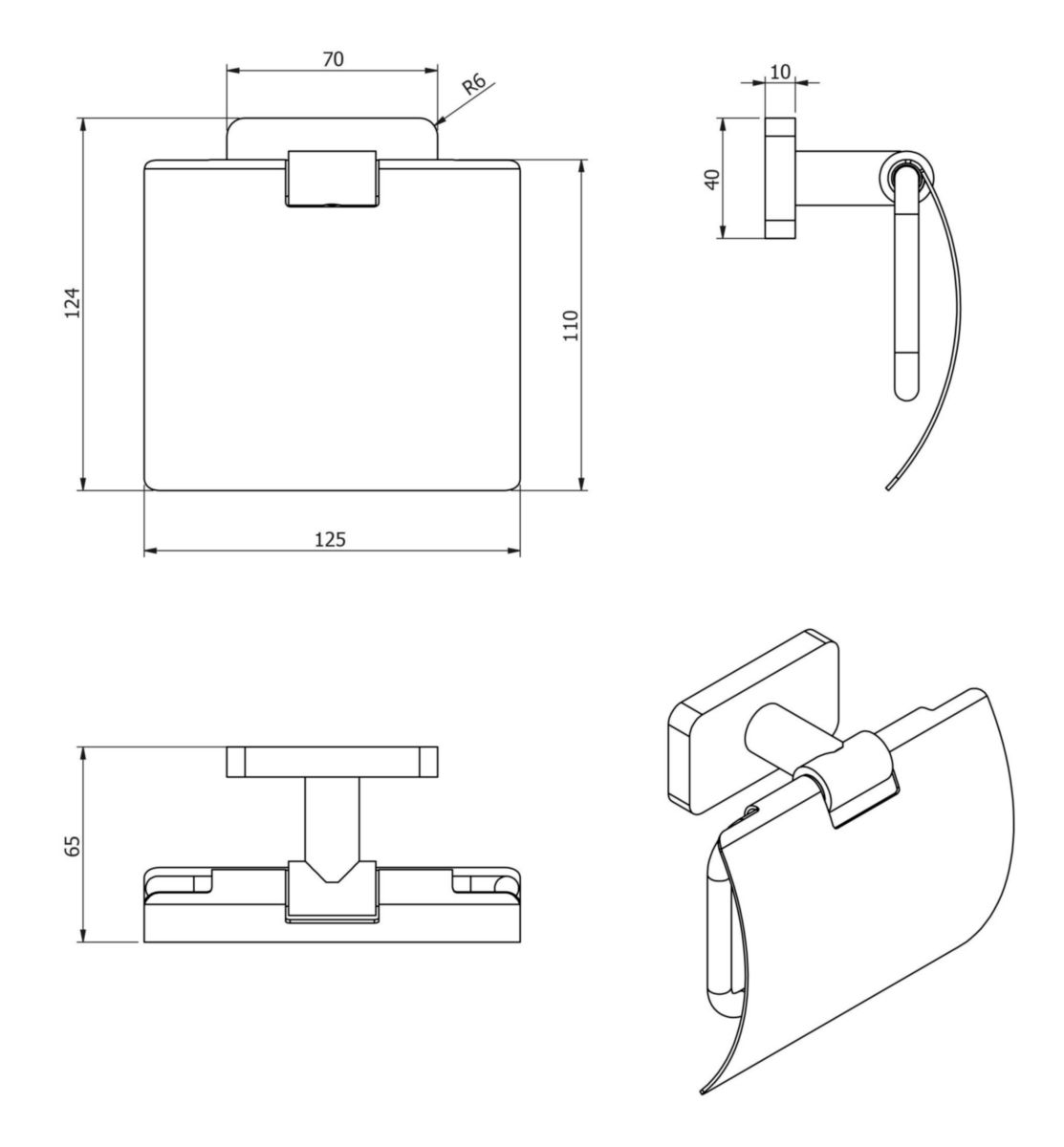 Porte-papier rouleau avec couvercle Day By Day - 81x117x130 mm