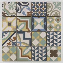 Mosaïque céramique Patchwork - mix - trame 31,8x31,8 cm - tesselles 7,7x7,7 cm