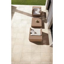 Carrelage sol extérieur grès cérame antidérapant Assouan Stone - sable - 50x50 cm