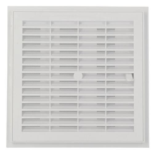 Grille d'aération carrée à fermeture + moustiquaire PVC blanc 223x223 mm Section réduite 145 cm²