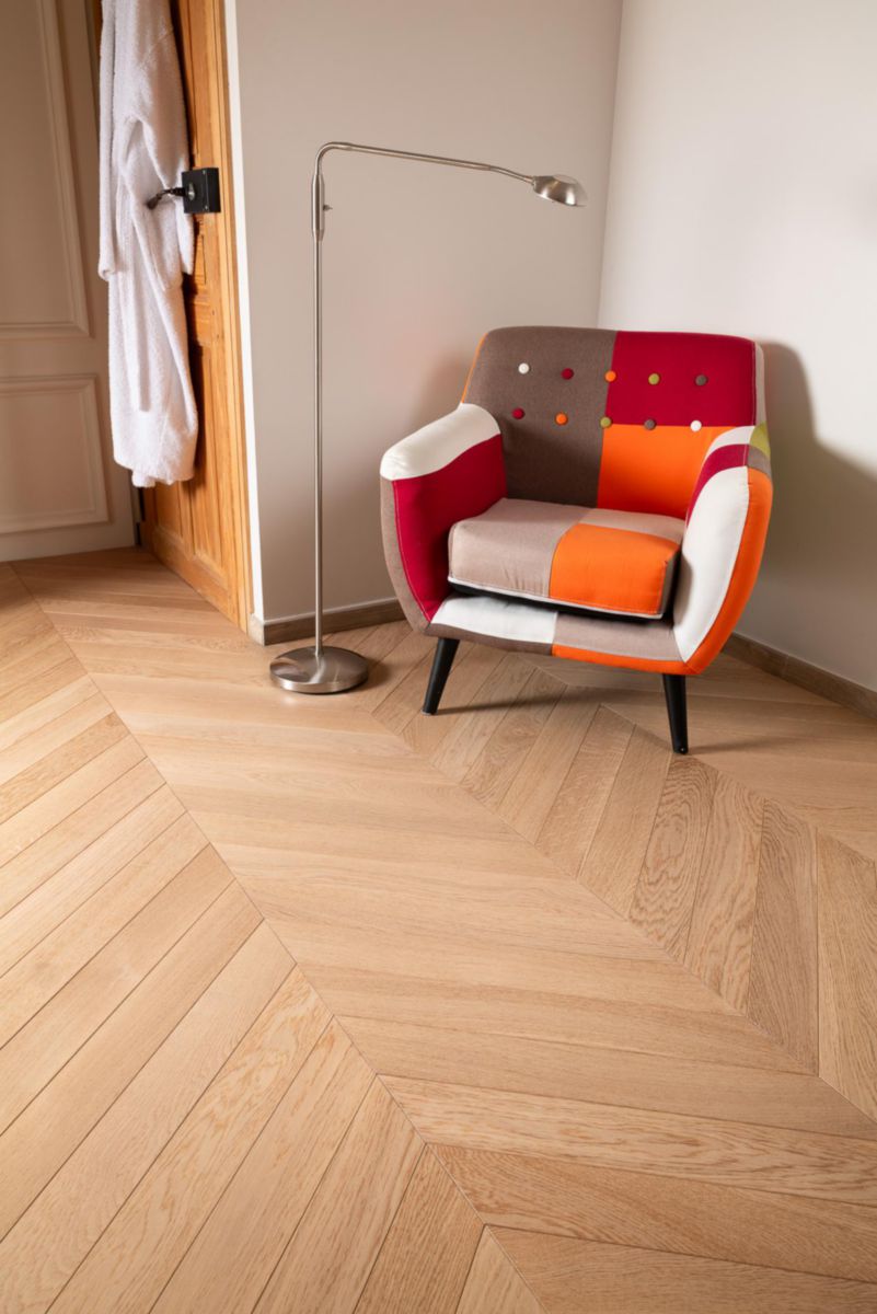 Parquet chêne massif Point de Hongrie - alba choix premier - GO4A - 90x700 mm - ép. 10 mm