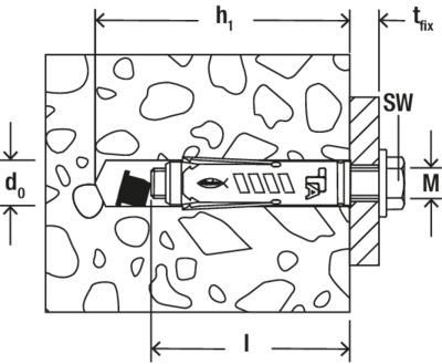 Cheville TAM-S avec vis M6x47 - sachet 4 pièces Réf. 94653