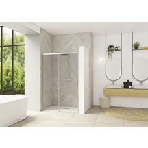 Paroi de douche Smart Design coulissante sans seuil 170 cm profilé chromé verre transparent gauche Réf. PA90124CTNEG