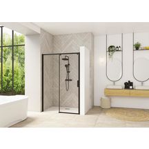 Paroi de douche Smart Design coulissante sans seuil 110 cm profilé noir verre transparent gauche Réf. PA90113NTNEG