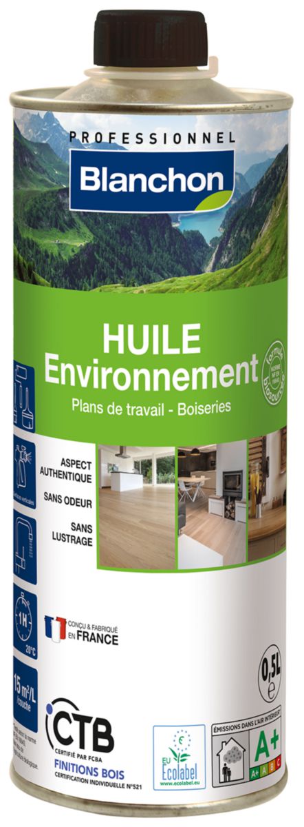 Huile Environnement pour parquet/boiserie/plan de travail - ultra mat - bidon de 0,5 l