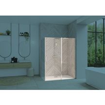 Paroi de douche Smart Design angle porte pivotante sans seuil XXL 120 cm profilé chromé verre transparent Réf. PA90181CTNE