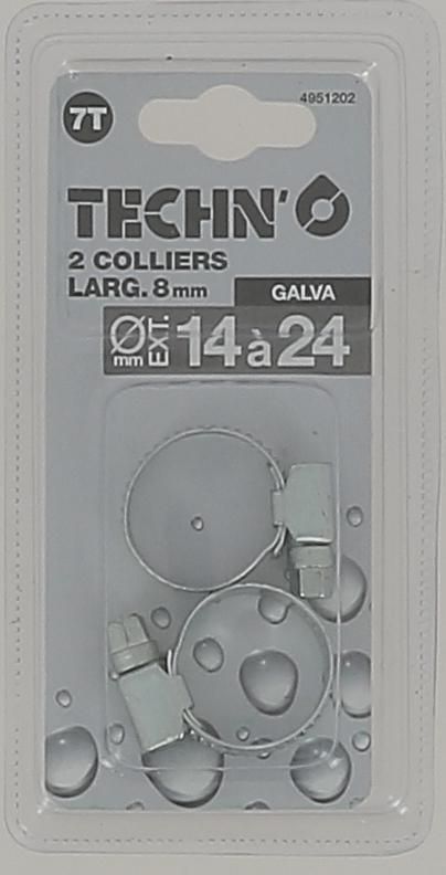 Collier galva - Ø 14-24 mm - lot de 2 pcs