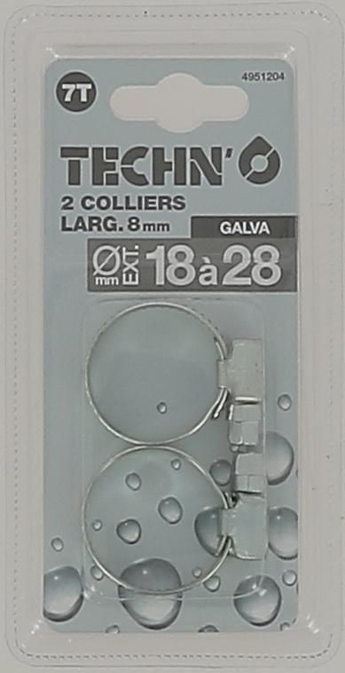 Collier galva - Ø 18-28 mm - lot de 2 pcs