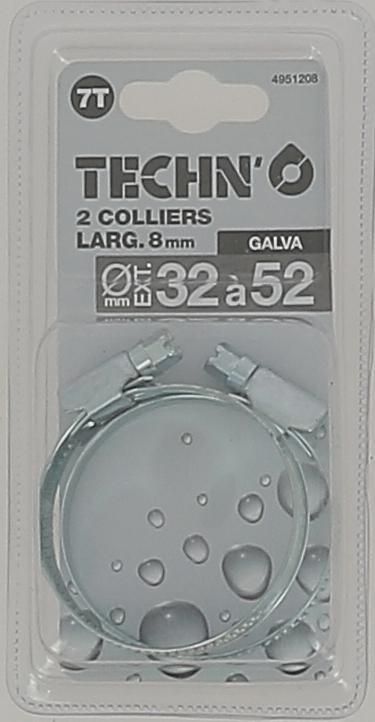 Collier galva - Ø 32-52 mm - lot de 2 pcs