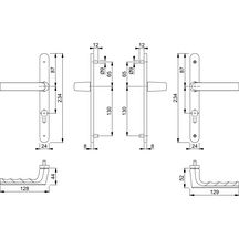 Grt sur plaques étroites avec mousse Grt avec carré à montage rapide HOPPE, F9 alu aspect inox, 7 mm, clé I (PZ) 70 mm, 68-77 mm, HOPPE-Logo, 65 mm entre pilier sup. et milieu du trou de poignée