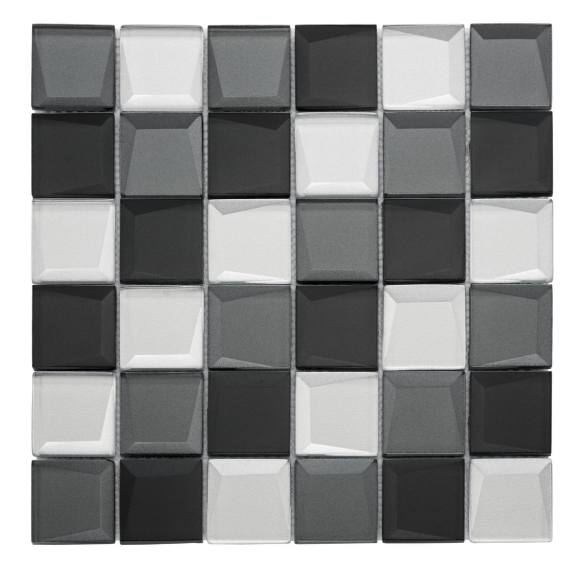 Mosaïque murale verre Kota - mix noir - tesselles de 4,8x4,8 cm - trame de 29,8x29,8 cm