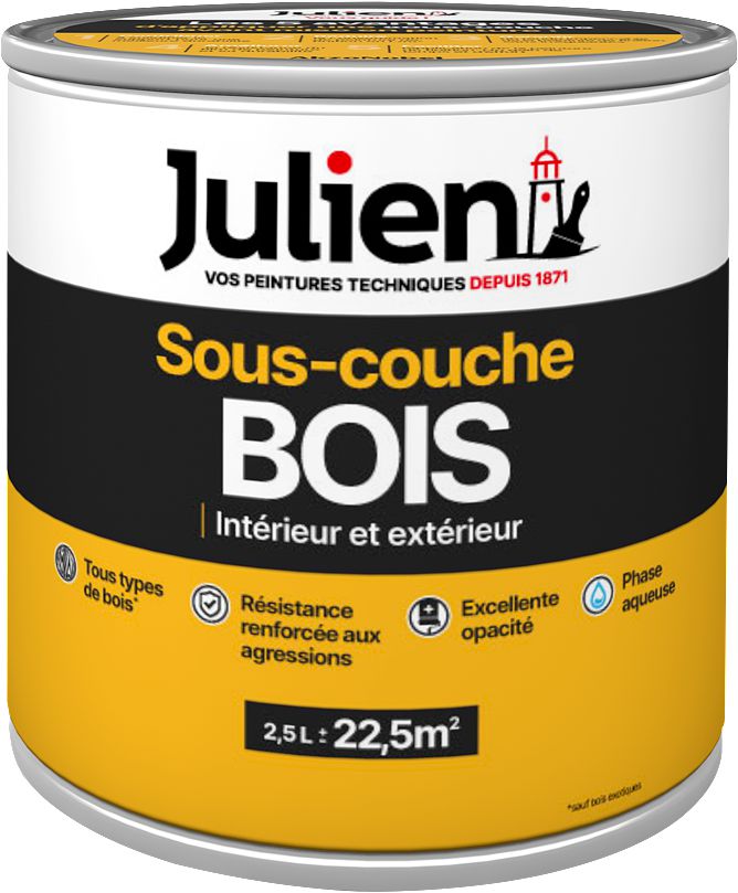 Sous-couche bois intérieur / extérieur blanc mat 2,5 L Réf. 5609065