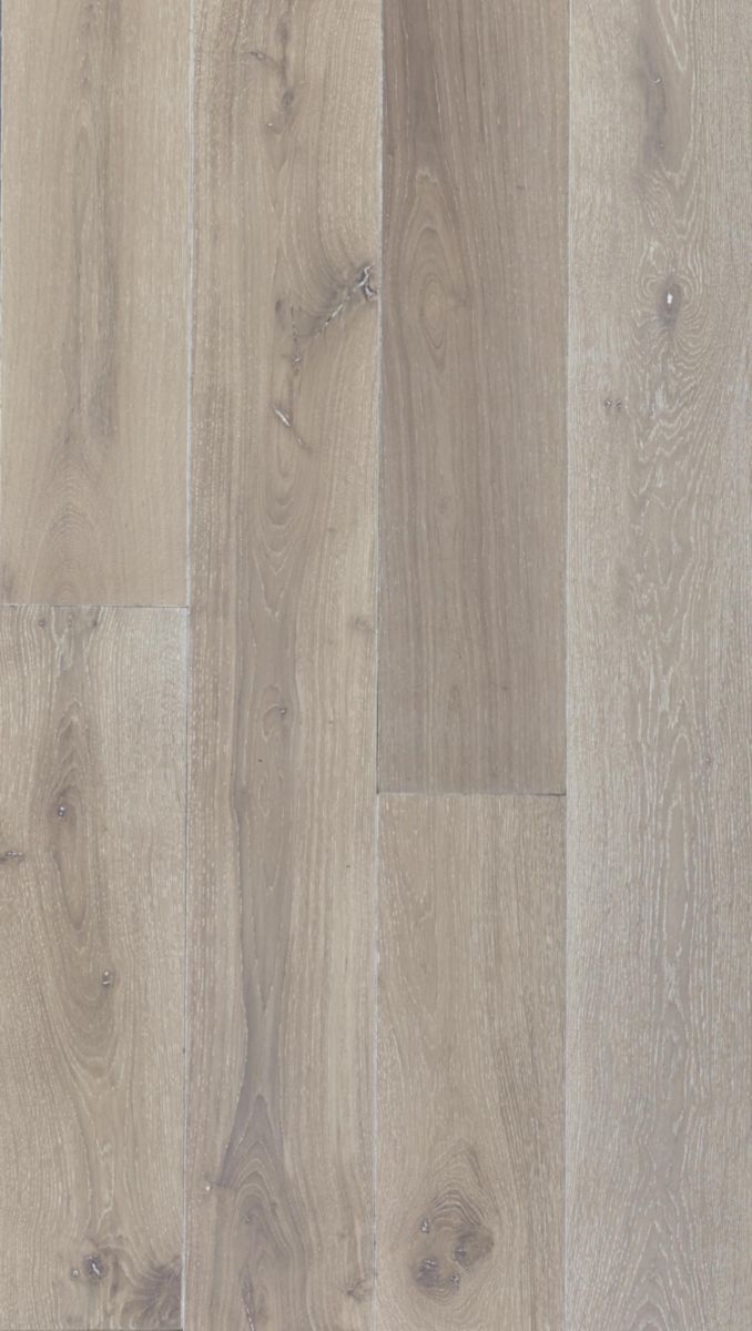 Parquet bois massif Harmonie Standing - chêne cérusé blanc huilé - choix RUP - L. 400/1800 mm - l. 180 mm - ép. 20 mm