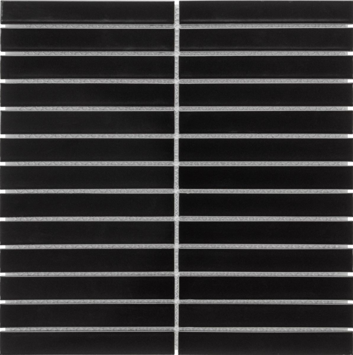 Mosaïque murale Stripes - faïence black mat - tesselles 2x14,5 cm - 29,6x29,6 cm