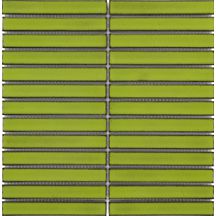 Mosaïque murale Stripes - faïence reed green glossy - tesselles 2x14,5 cm - 29,6x29,6 cm