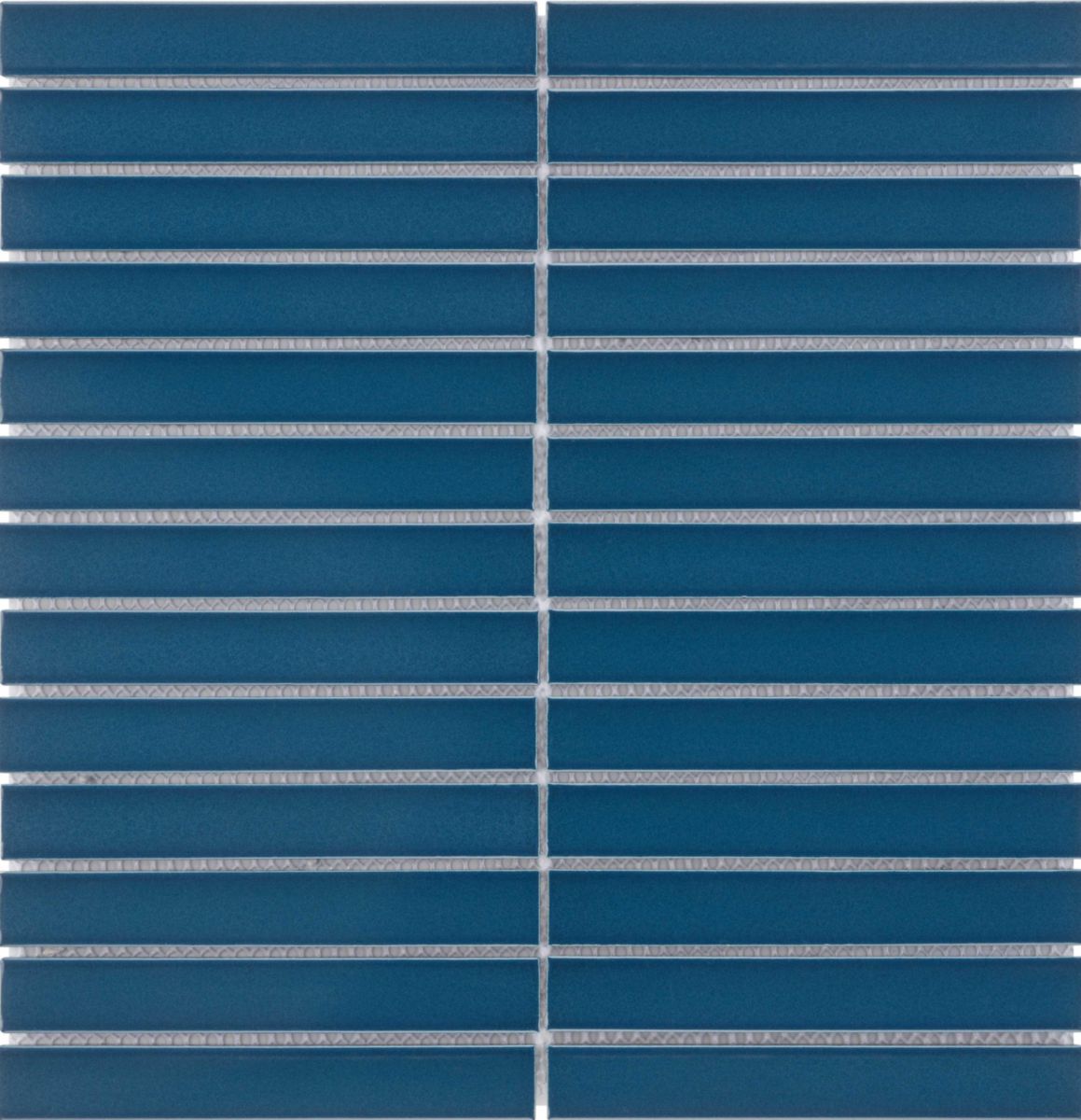 Mosaïque murale Stripes - faïence pure blue glossy - tesselles 2x14,5 cm - 29,6x29,6 cm