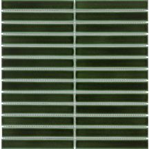 Mosaïque murale Stripes - faïence racing green glossy - tesselles 2x14,5 cm - 29,6x29,6 cm