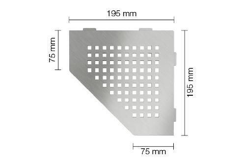 Tablette d'angle Shelf-E - design Square - inox brossé - 195x195 mm - ép. 2 mm