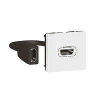 Prise HDMI Mosaic Type-A version 2.0 préconnectorisée 2 modules - blanc