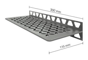 Tablette rectangulaire Shelf-W-S1 - design Floral - inox brossé - 300x115 mm