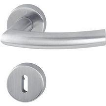 Garniture Trondheim sur rosace clé L pour porte intérieur - inox 18/10