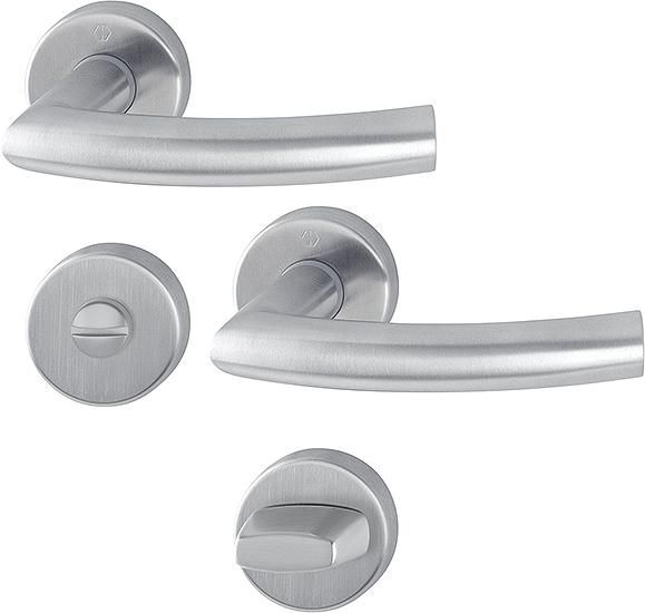 Garniture Trondheim sur rosace à condamnation pour porte intérieur - inox 18/10