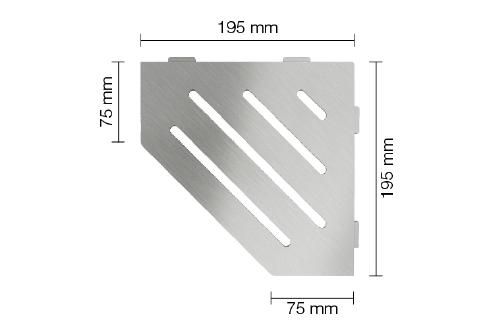 Tablette d'angle Shelf-E - design Wave - inox brossé - 195x195 mm - ép. 2 mm