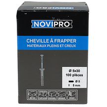 Cheville clou Novipro pour matériaux pleins et creux diamètre 5 x 30 mm boîte de 100 pièces