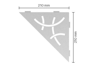 Tablette d'angle Shelf-E-S1 - design Curve - alu finition structurée - ton ivoire - 210x210 mm