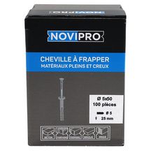 Cheville clou Novipro pour matériaux pleins et creux diamètre 5 x 50 mm boîte de 100 pièces