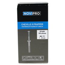 Cheville clou Novipro pour matériaux pleins et creux diamètre 6 x 80 mm boîte de 100 pièces