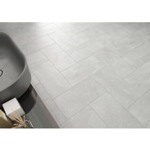 Carrelage sol extérieur grès cérame émaillé antidérapant Splash Slate - blanc - 30x60 cm