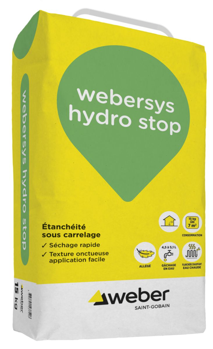 Système d'étanchéité sous carrelage Webersys hydro stop - sac de 15 kg