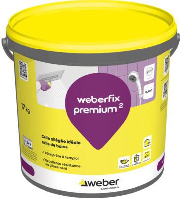 Colle allégée weberfix premium² pour mur intérieur de salle de bains - seau de 17 kg