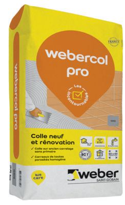 Mortier-colle webercol pro pour rénovation de carrelage - gris - sac de 25 kg