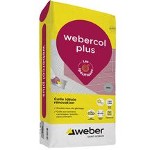 Mortier-colle webercol plus pour rénovation de carrelage - gris - sac de 25 kg