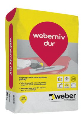 Enduit de ragréage fibré weberniv dur - gris - sac de 25 kg