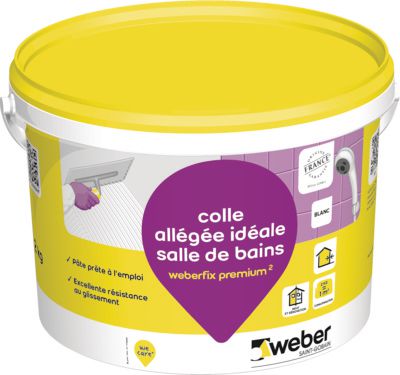 Colle allégée weberfix premium² pour mur intérieur de salle de bain - seau de 2 kg