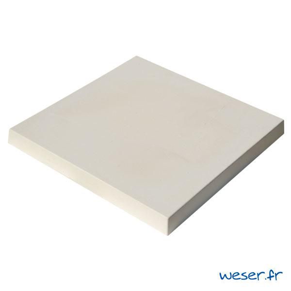 Chapeau de pilier plat Pierre Lisse - ton crème - 50x50x4,5 cm