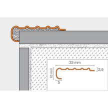 Profilé en acier inoxydable V2A pour nez de marche antidérapant Schlüter Trep-Ek Tek 10mm 2,50m TEK