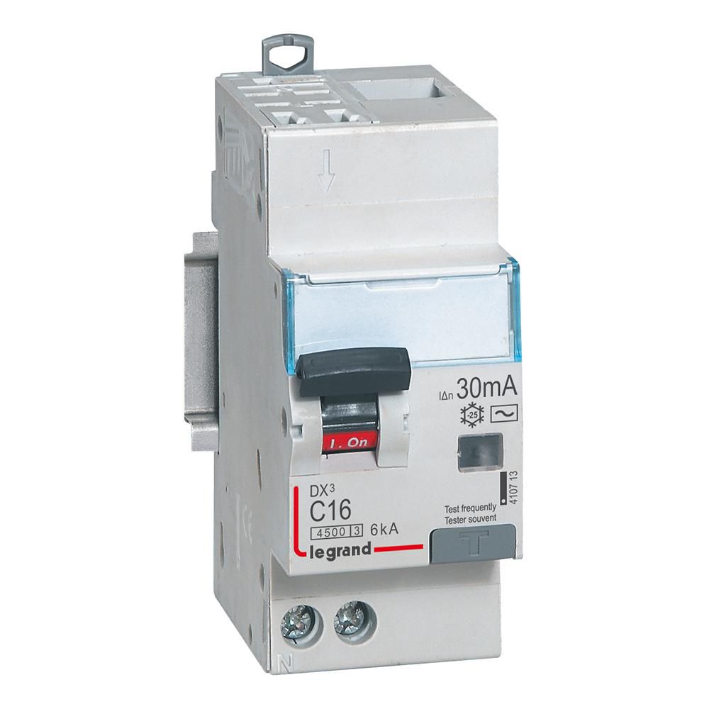 Disjoncteur différentiel DX³4500 6 kA - type AC 30 mA - auto/vis - U+N 230V~ - 16A courbe C - 2 modules