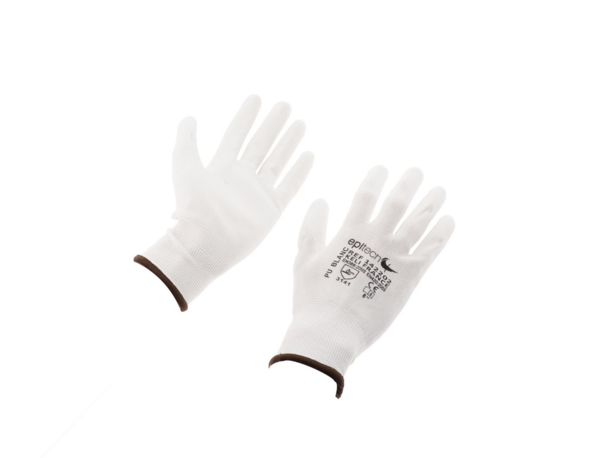 Paire gants nylon blanc taille 10, réf. 8192