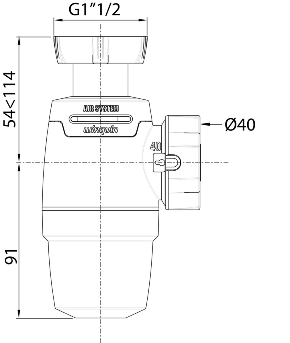 Siphon évier Neo Air System - sans prise machine à laver - Ø 40 mm