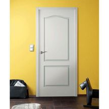 Bloc-porte alvéolaire résineux Plaisance Huisserie 86 prépeint à recouvrement avec joint - serrure clé L axe à 40 mm emballé 204x73cm droit