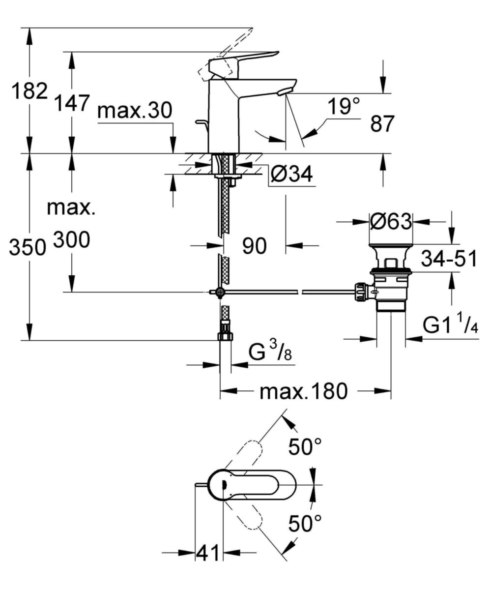 Mitigeur lavabo Taille S BauEdge Chromé 23559000