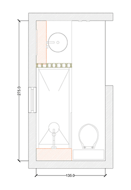 plan d’une salle de bain de 3,5 m²