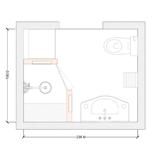 plan d’une salle de bain de 4 m²