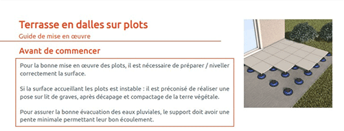 Guide de mise en oeuvre terrasse sur plots