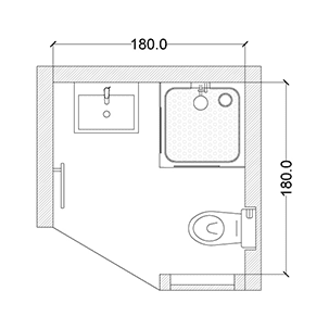 plan d’une salle de bains de 3 m²