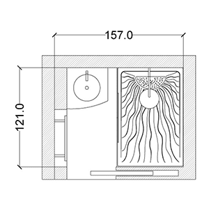 plan d’une salle de bain de 2 m²